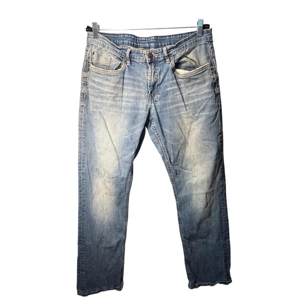 David Bitton Mens Light Wash Straight Leg Stretch Denim Jeans 33x32